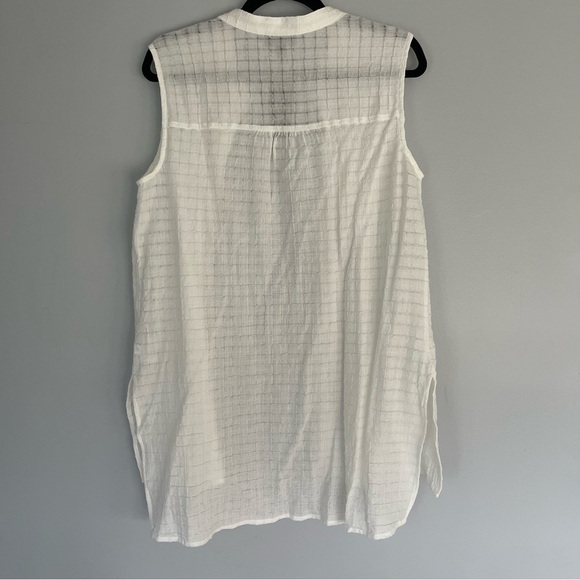 Nwt Alfani White Sleeveless Button Down Blouse Lightweight Linen Like Top - Picture 5 of 10